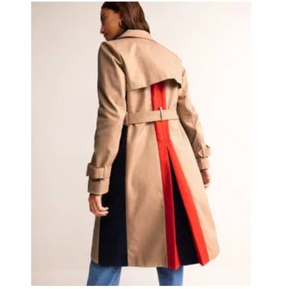 Boden Jackets & Blazers - Boden Colorblock Trench Coat Double Breasted Belted Jacket | Size 10P